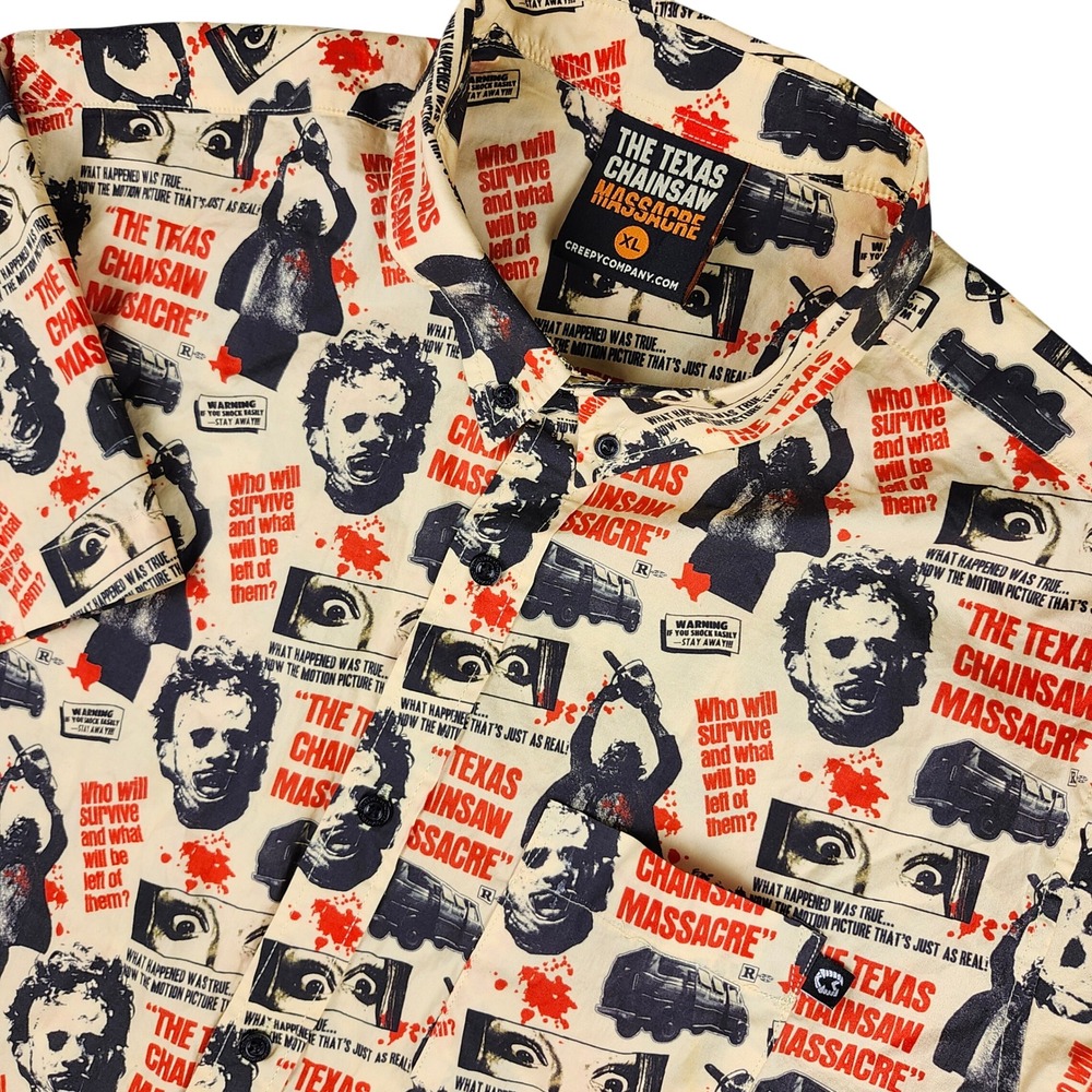 Creepy Co. THE TEXAS CHAINSAW MASSACRE Button Down Shirt Mens XL Horror Goth